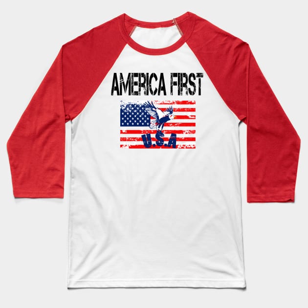 America first Baseball T-Shirt by merysam